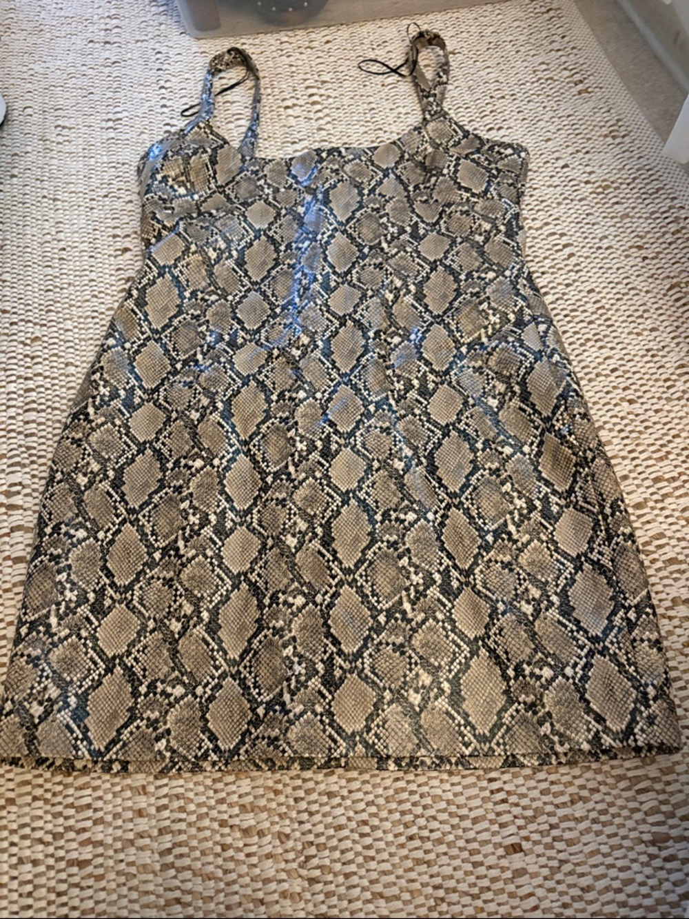 Zara Snake Print Slip Dress in Neutral Tones
